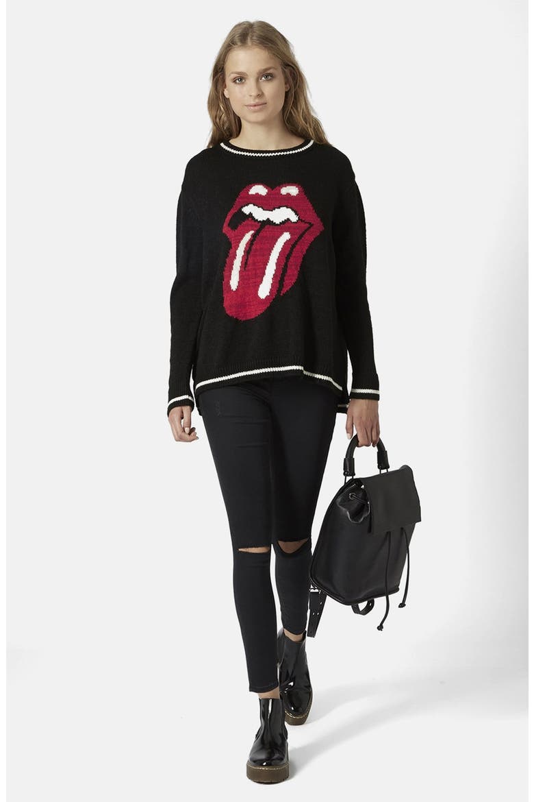 'Rolling Stone' Sweater, Alternate, color, BLACK