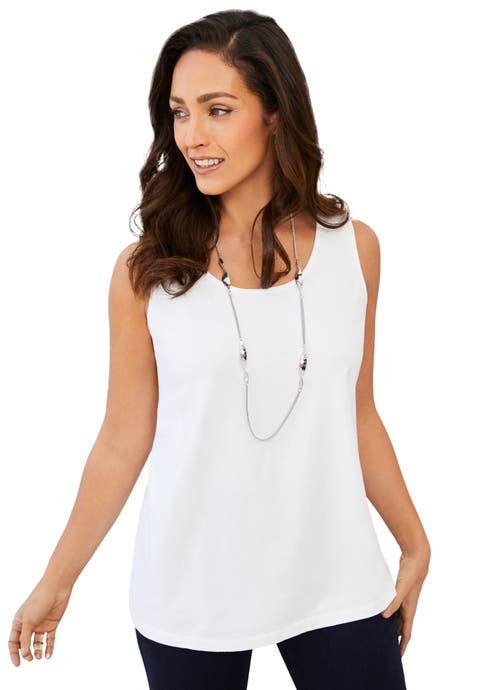 Stretch Cotton Horseshoe Neck Tank (Plus Available)