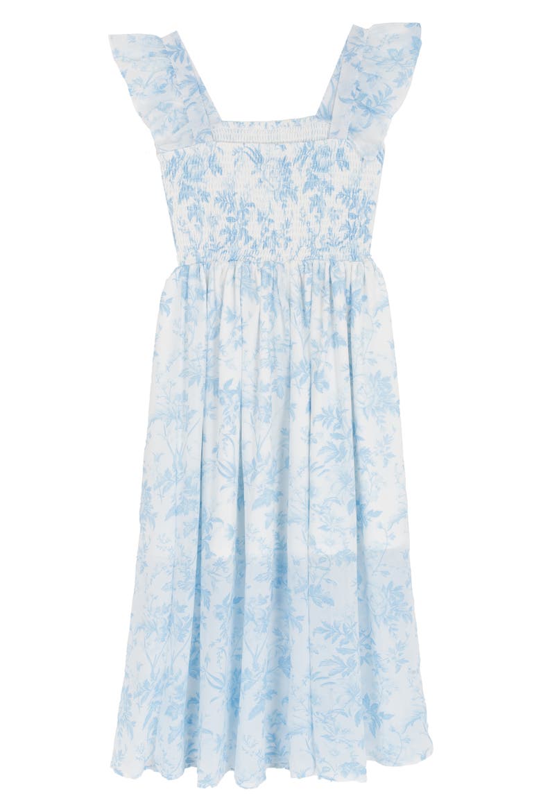 Kids' Chiffon Smocked Flutter Sleeve Dress, Alternate, color, BLUE