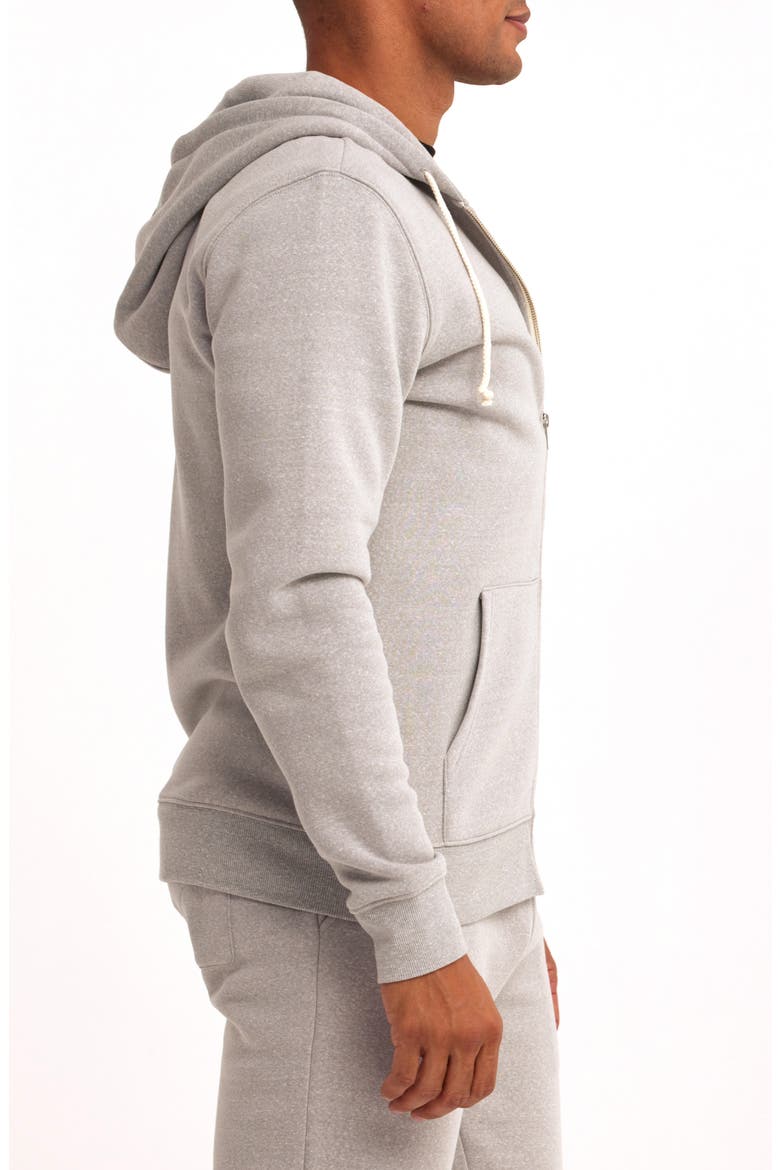 Trim Fit Heathered Fleece Zip Hoodie, Alternate, color, LIGHT HEATHER GREY