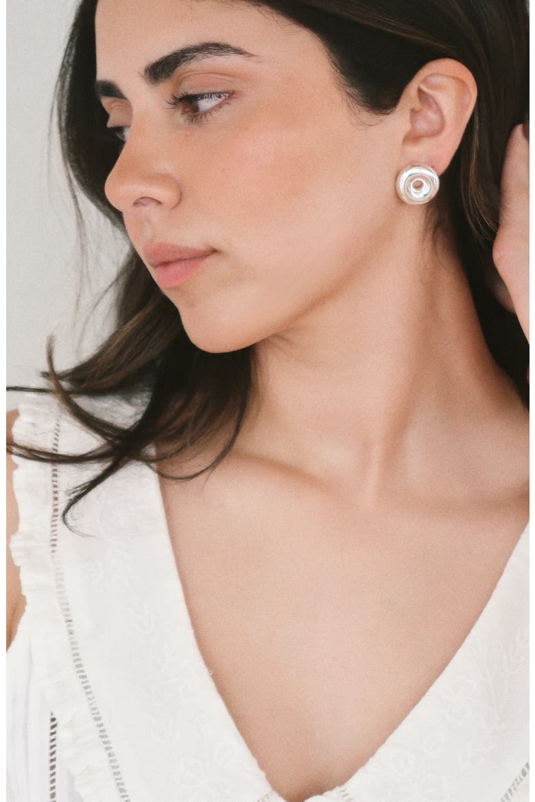 Donut Earrings, Alternate, color, White Silver