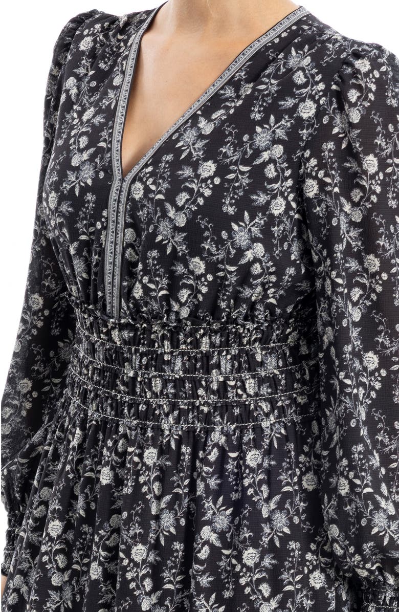 MAX STUDIO Long Sleeve Tiered Maxi Dress, Alternate, color, Black Mono Shaded Paisley