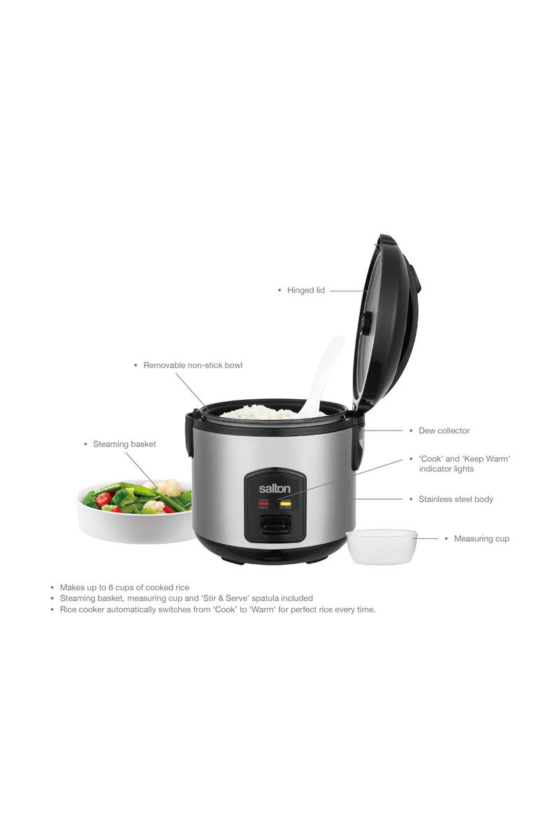 Salton 8 Cup Rice Cooker, Alternate, color, Black