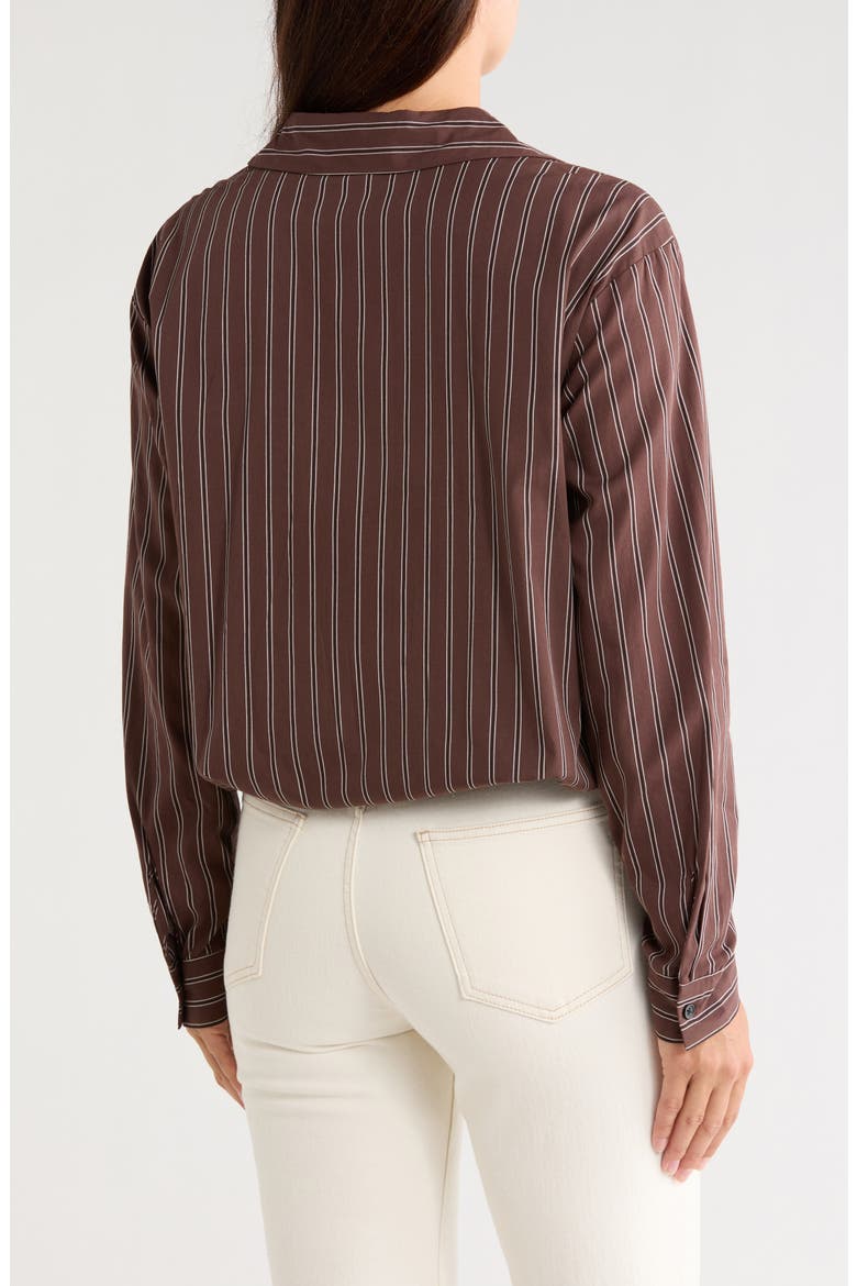 Marin Stripe Cotton Crop Bubble Hem Shirt, Alternate, color, ROCKY ROAD