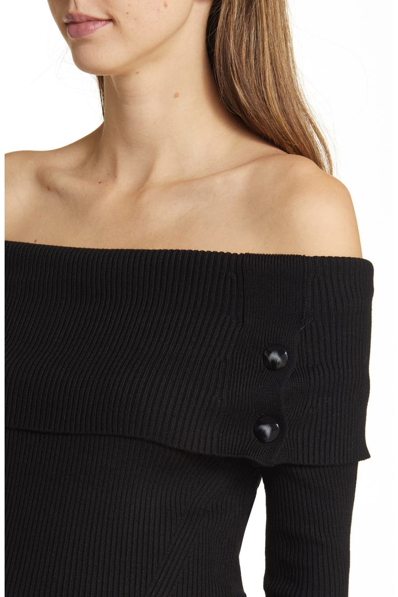 Carrie Off Shoulder Knit Dress, Alternate, color, BLACK