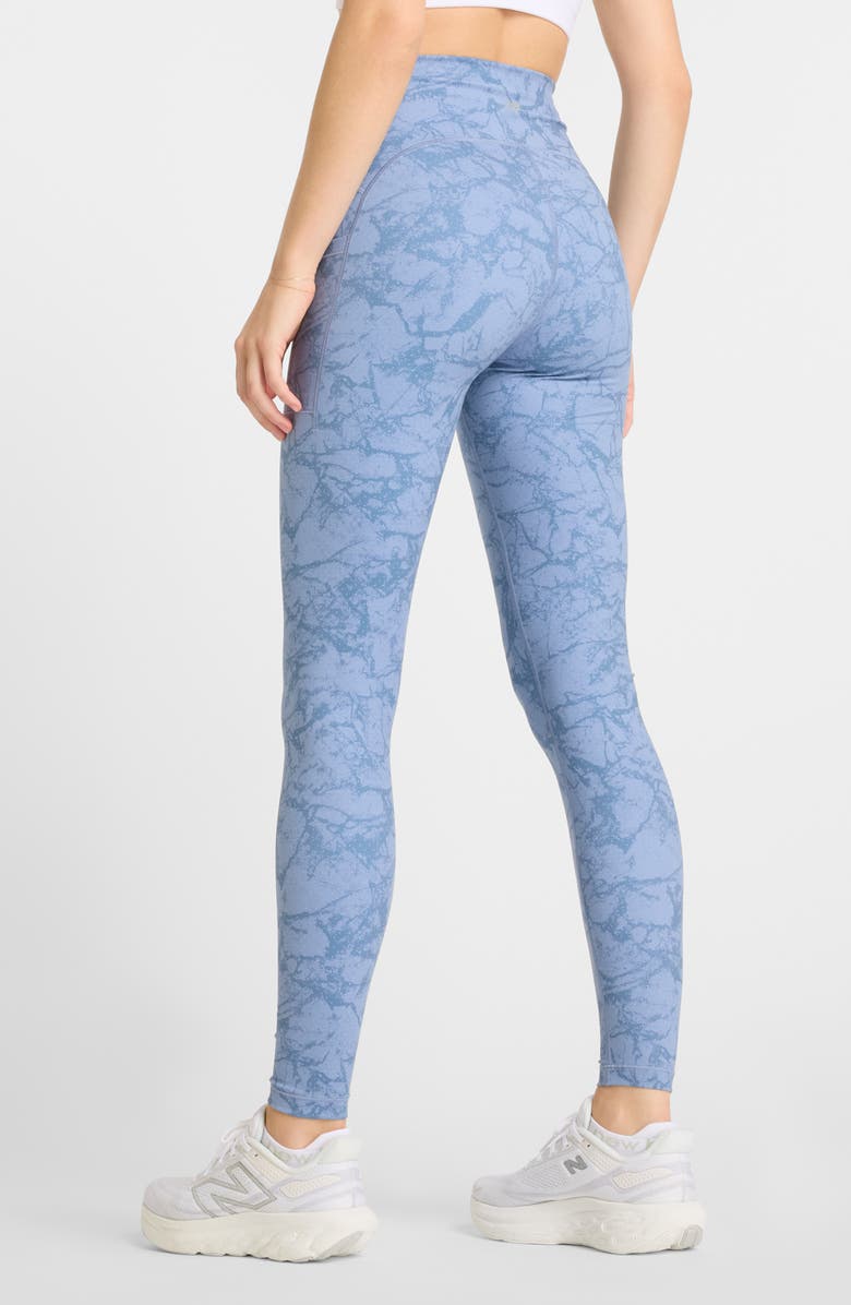 New Balance NB Sleek Pocket Printed High Waist Performance Leggings, Alternate, color, Blue