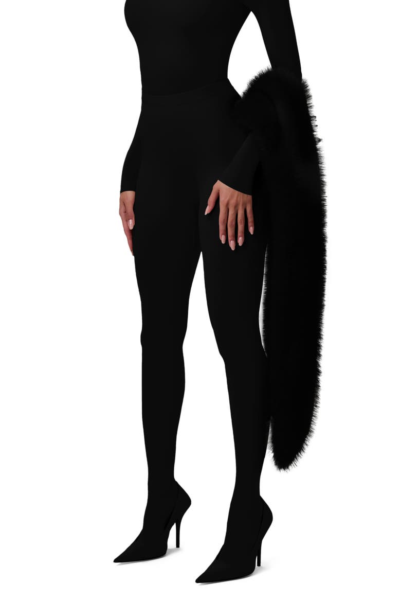 Faux Fur Scarf, Alternate, color, BLACK
