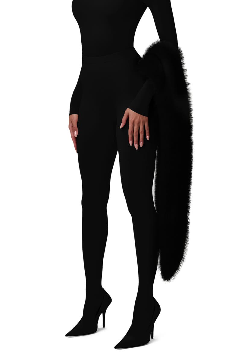 Naked Wardrobe Faux Fur Scarf, Alternate, color, Black