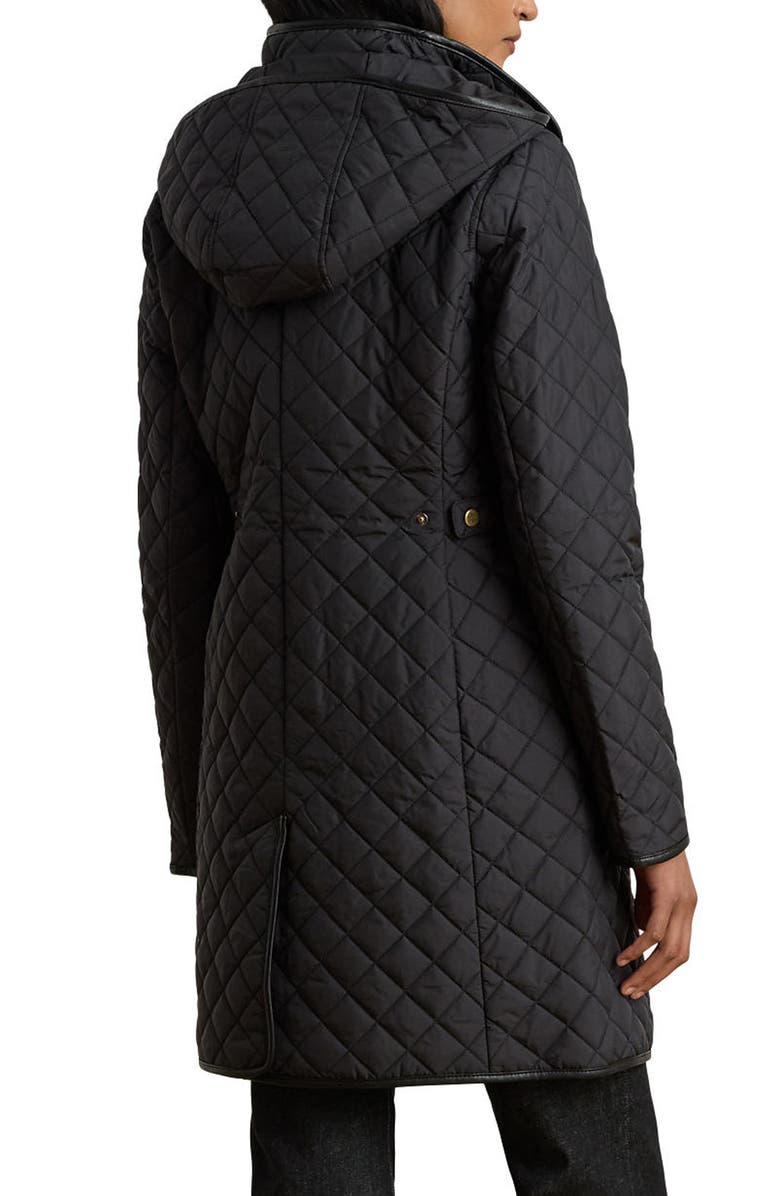Lauren Ralph Lauren Diamond Quilted Longline Coat, Alternate, color, Black