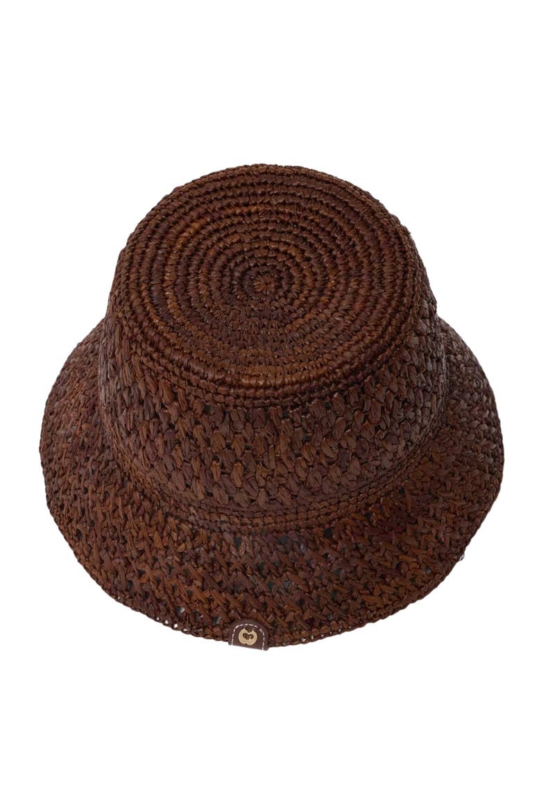 Colourful natural raffia bucket hat, Alternate, color, Brown