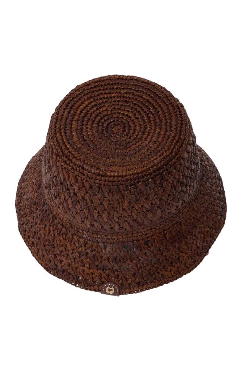 maje Colourful natural raffia bucket hat, Alternate, color, Brown