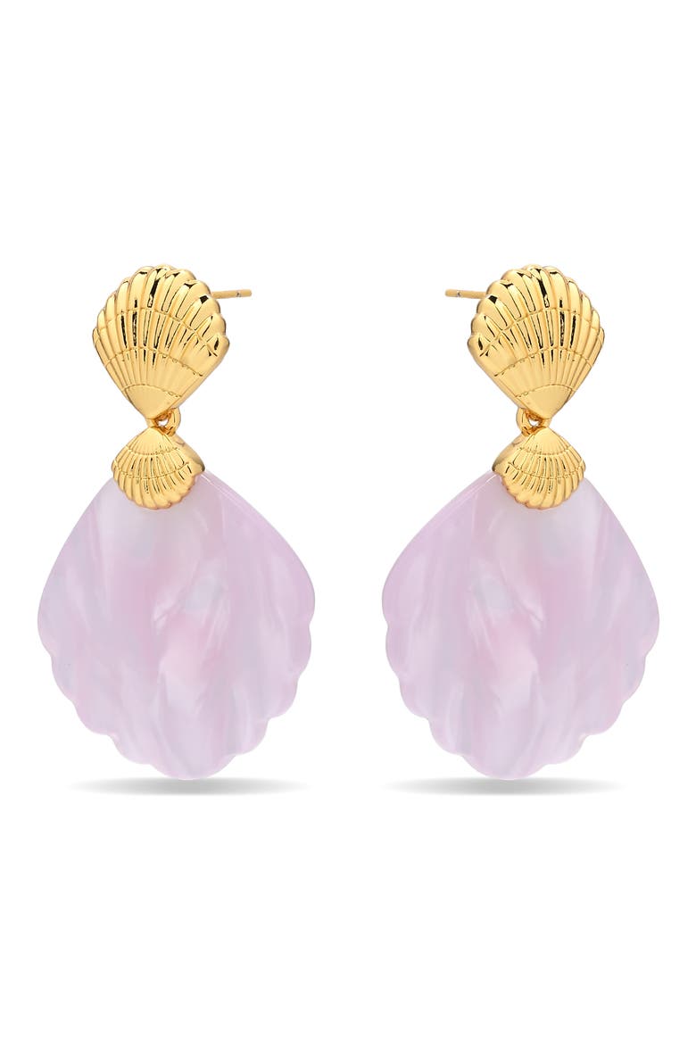 Adeline Shell Motif Drop Earrings, Alternate, color, GOLD
