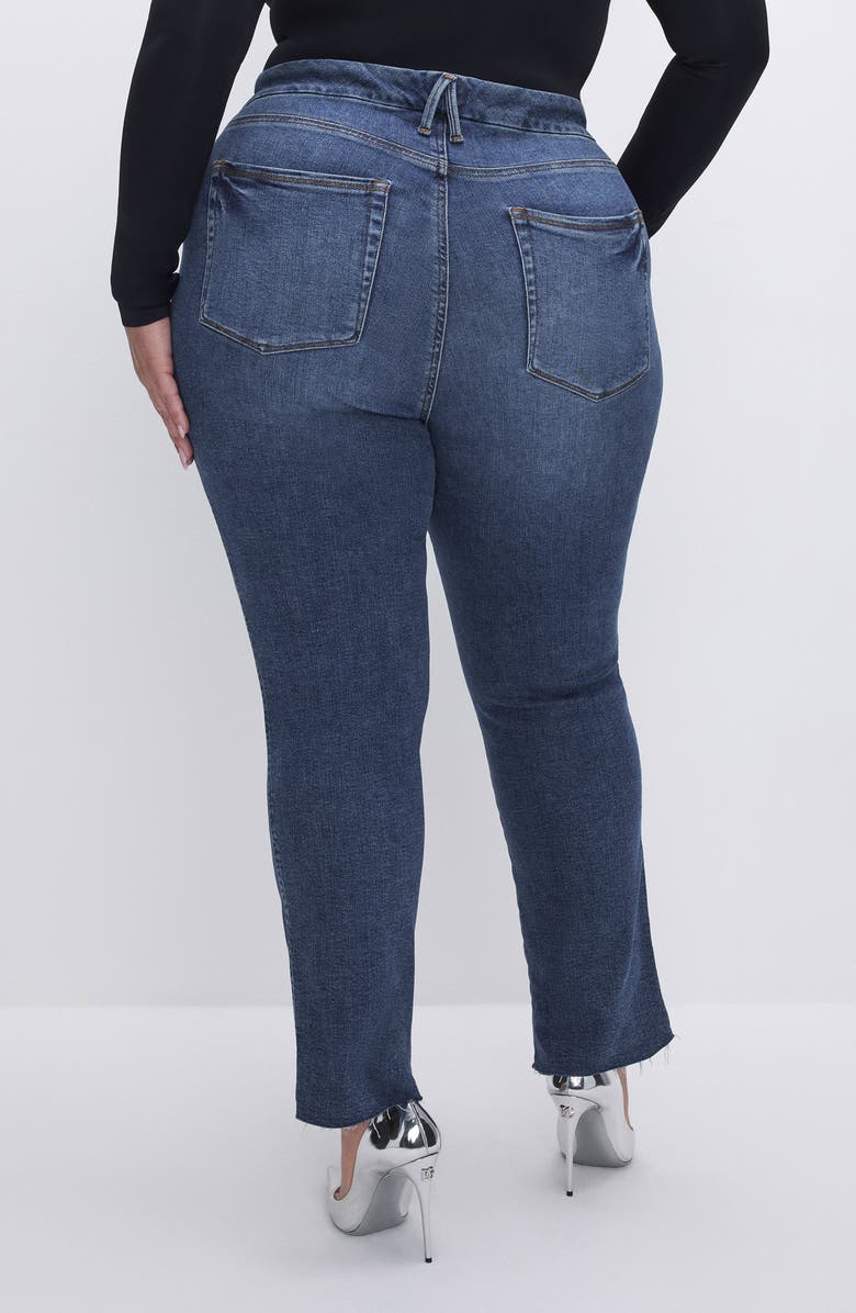 Good American Good Curve Step Hem Straight Leg Jeans, Alternate, color, Indigo522