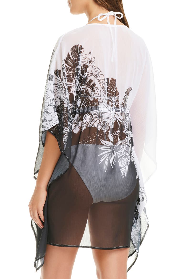 Double Duty Chiffon Cover-Up Caftan, Alternate, color, BLACK