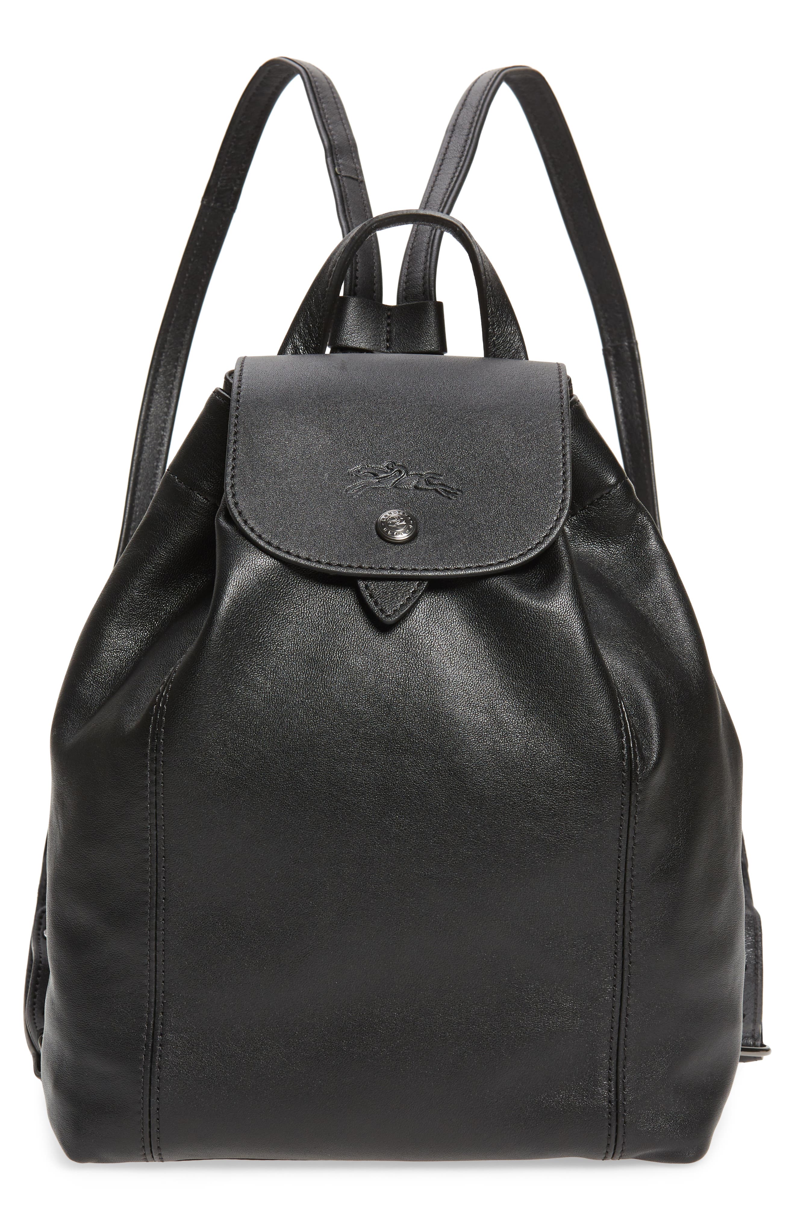 Longchamp Le Pliage Leather Backpack, Main, color, 