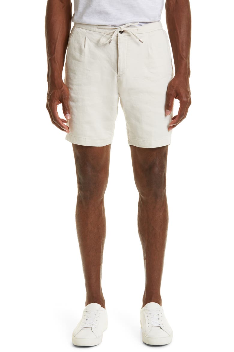 Men's Drawstring Waist Linen Blend Shorts, Main, color, SAND