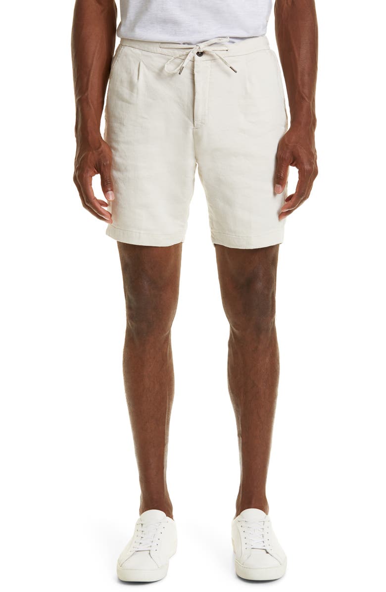 Thom Sweeney Men's Drawstring Waist Linen Blend Shorts, Main, color, 