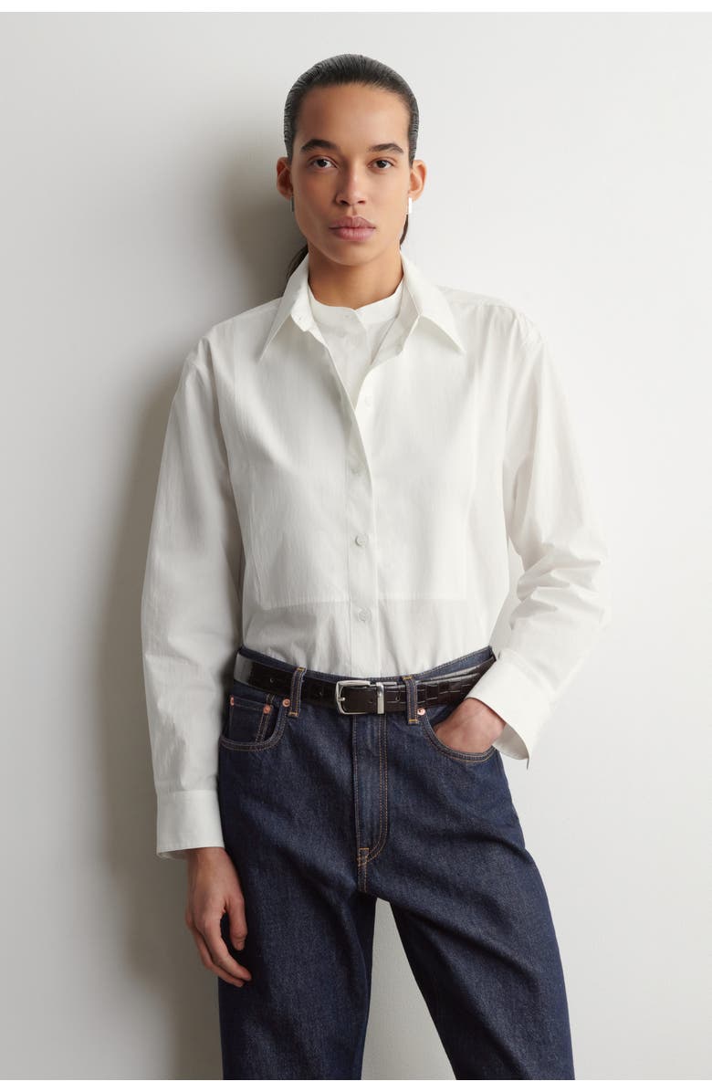 COS Layered-Collar Pima Cotton Shirt, Main, color, White
