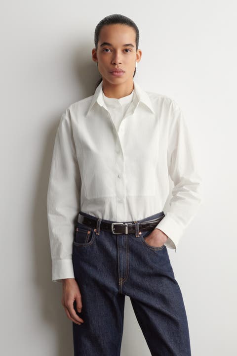 Layered-Collar Pima Cotton Shirt