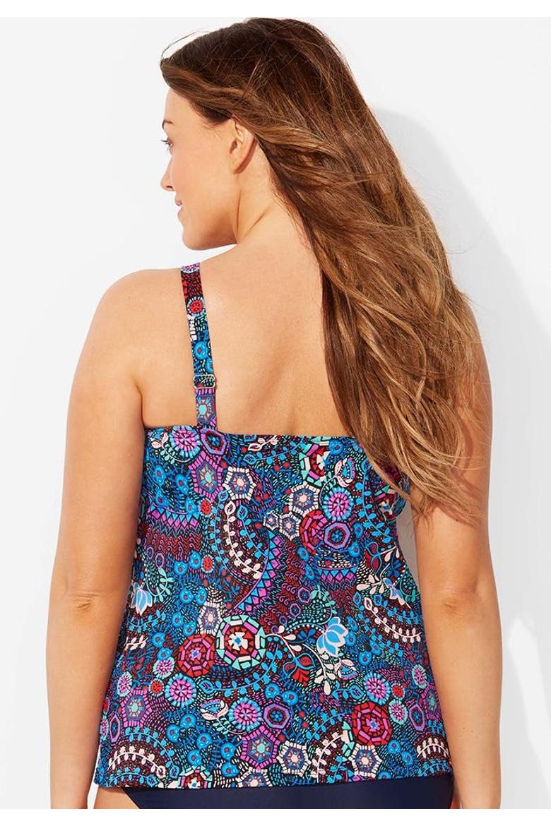 High Neck Tankini Top, Alternate, color, Multi Paisley