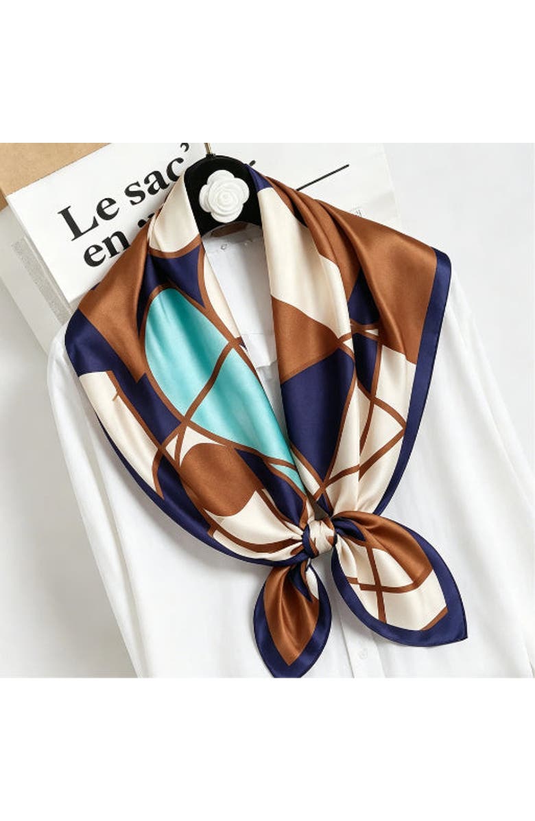 SILKSILKY Pure silk colored square scarf, Main, color, Brown
