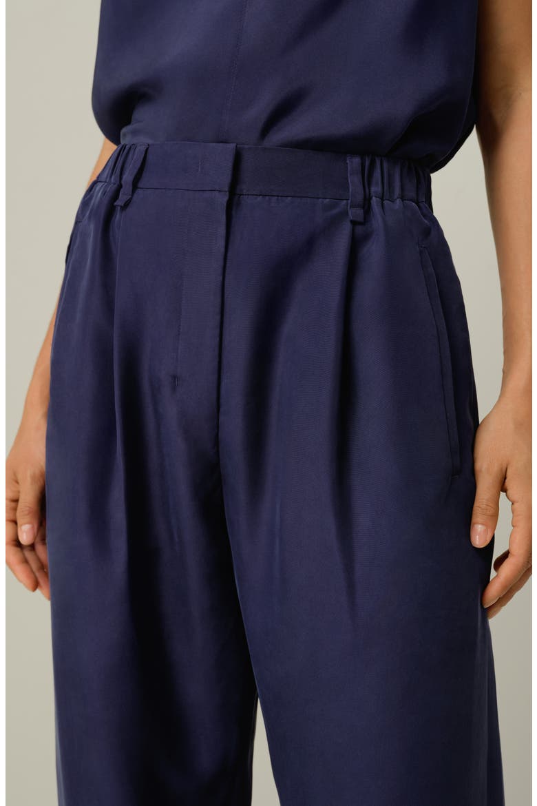 Women's Sand-Washed Silk Habotai Barrel Pants, Alternate, color, Blueberry