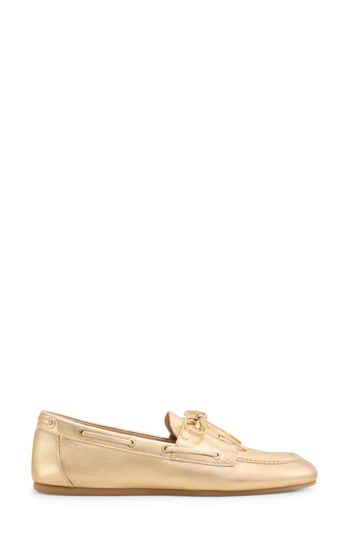Stuart Weitzman Tinsley Moc Toe Loafer In Gold