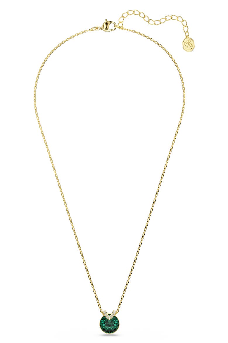 Bella Crystal Pendant Necklace, Alternate, color, GREEN/ GOLD