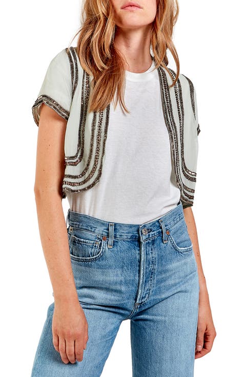 Kiki Beaded Crop Silk Jacket