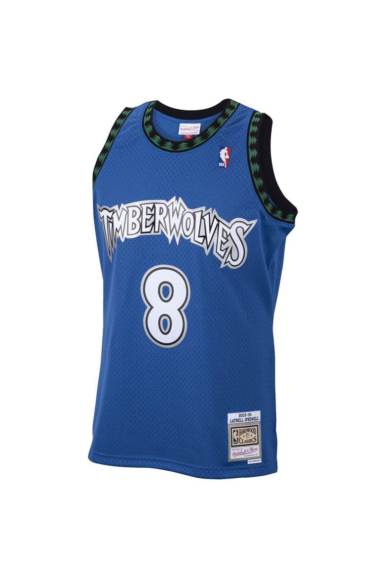 Men's Mitchell & Ness Latrell Sprewell Blue Minnesota Timberwolves 2001/02 Hardwood Classics Swingman Jersey, Alternate, color, Blue