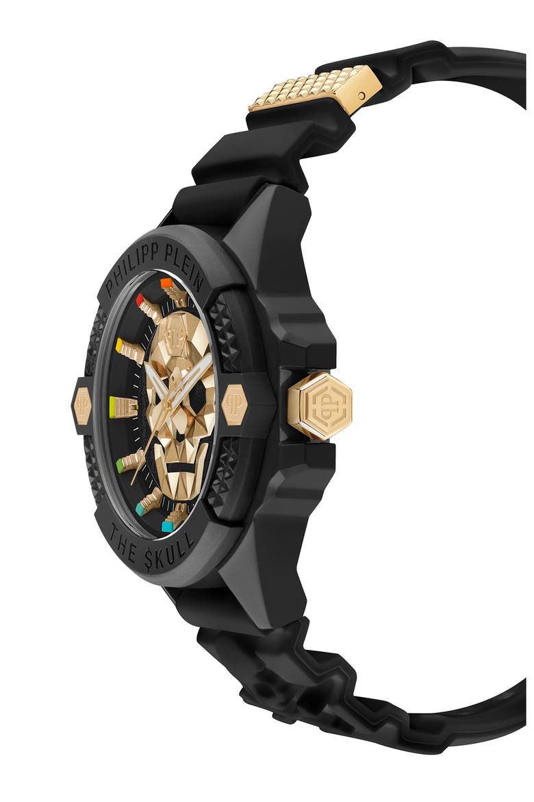 The $kull Silicone Strap Watch, 44mm, Alternate, color, BLACK ECO CERAMIC
