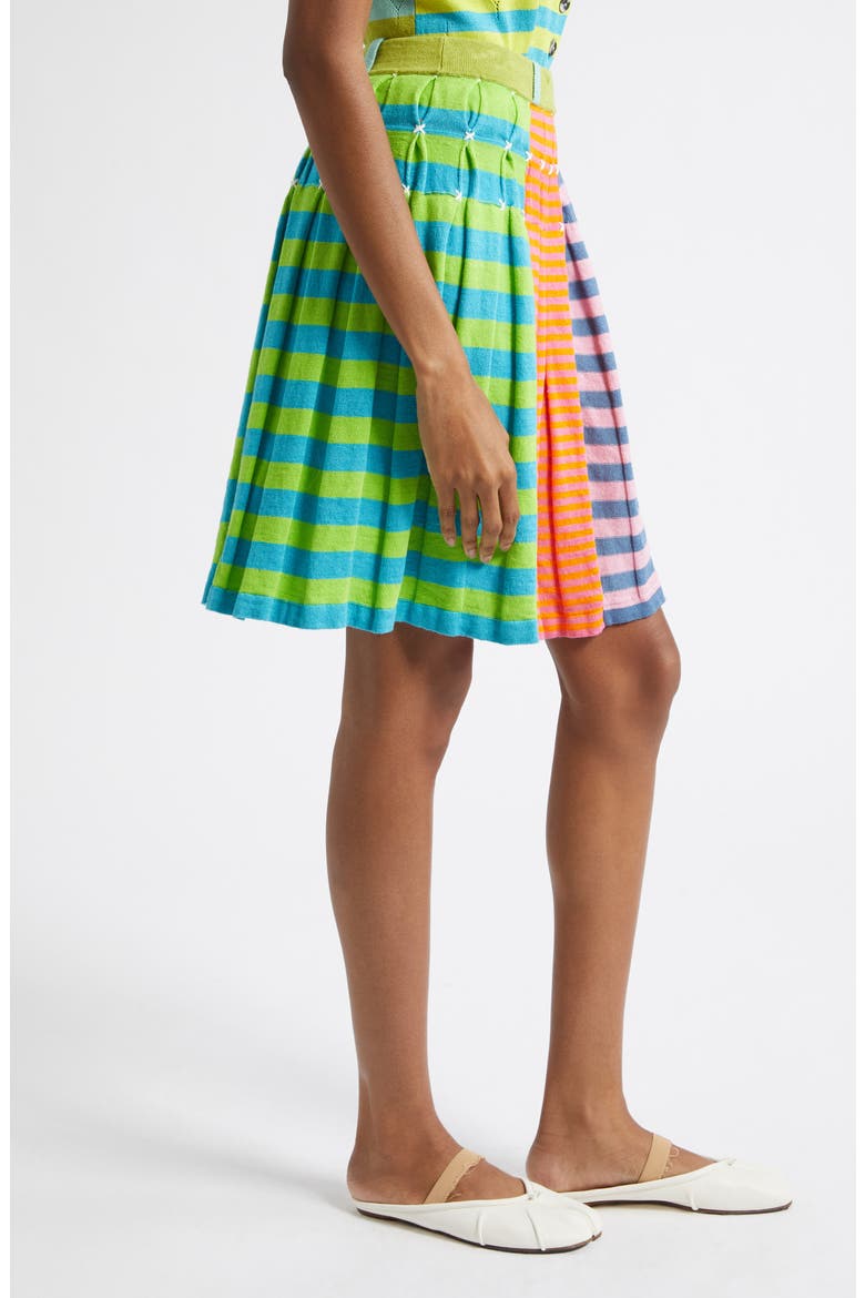 Embroidered Stripe Pleated Linen Blend Sweater Skirt, Alternate, color, CANDY/ ORANGE MULTI