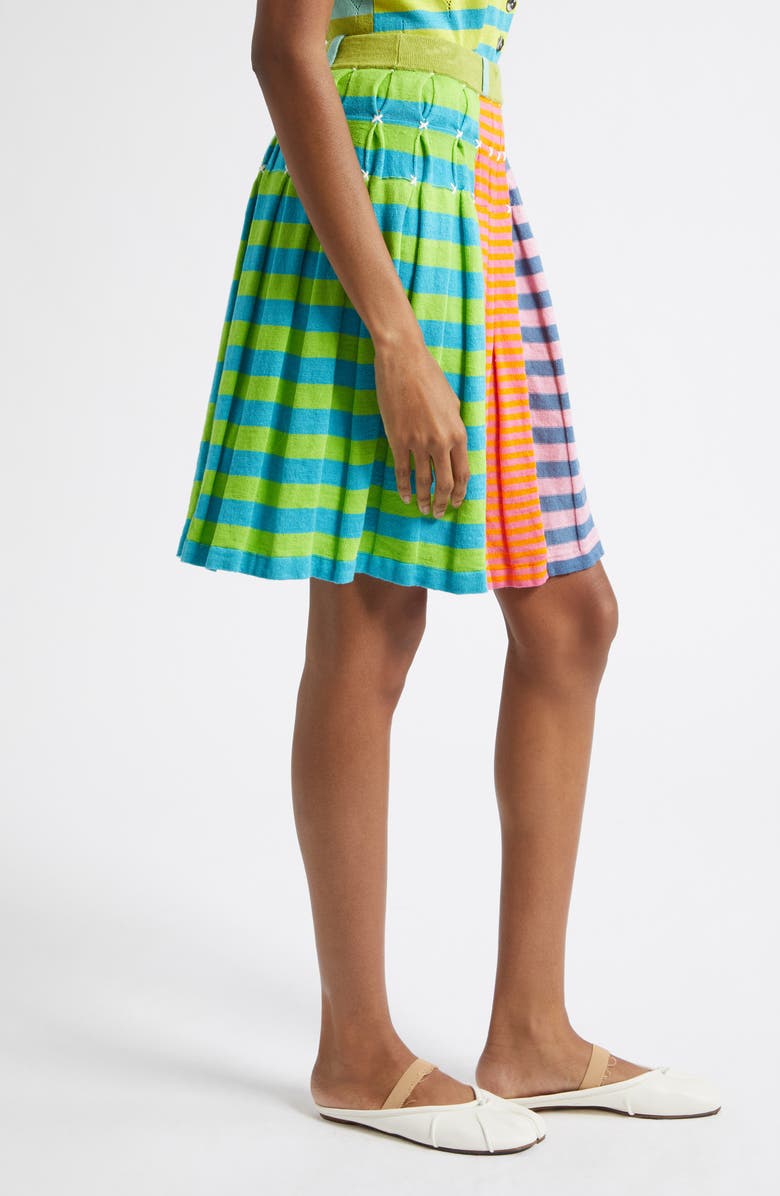 YanYan Embroidered Stripe Pleated Linen Blend Sweater Skirt, Alternate, color, Candy/ Orange Multi