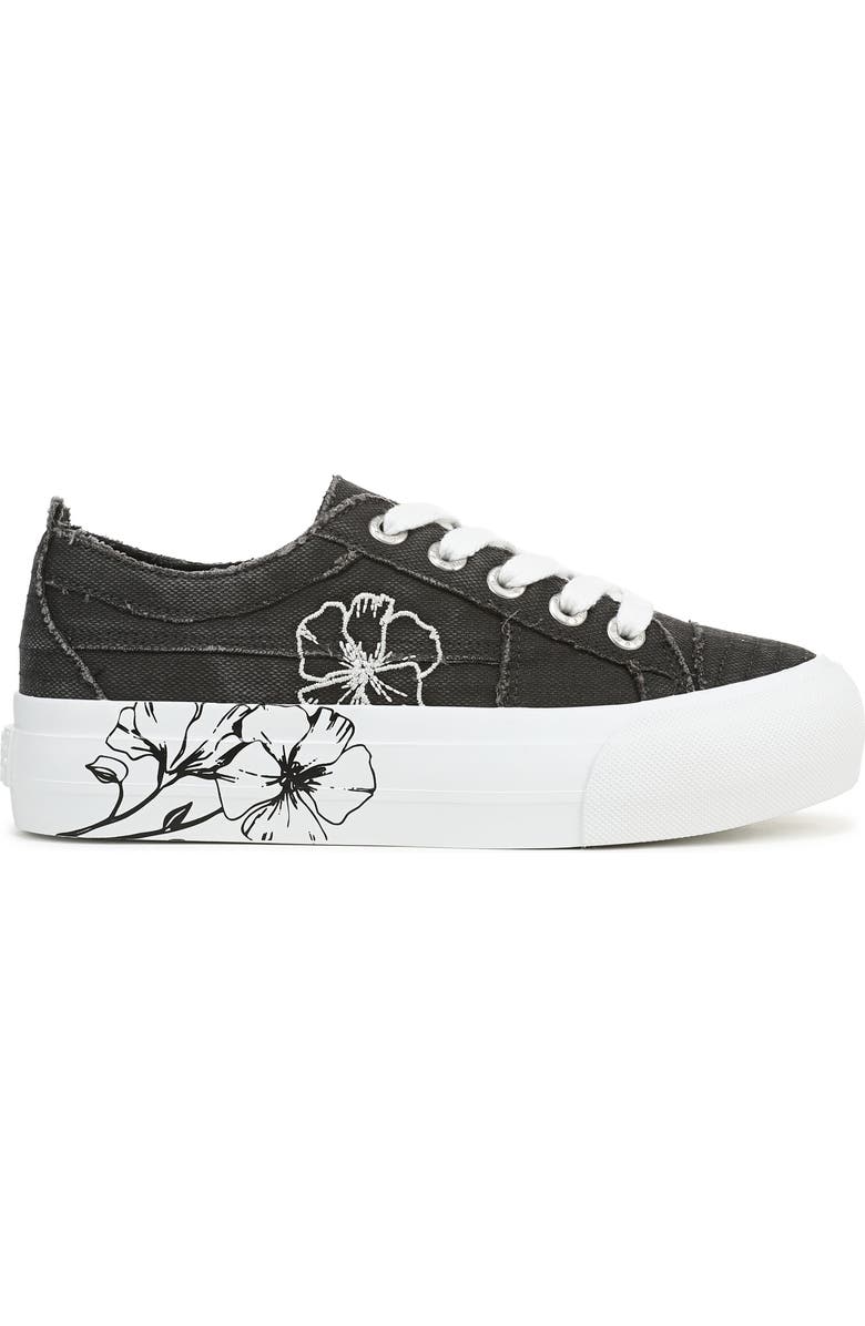 Blowfish Malibu Sadie Sun Embroidered Flower Platform Sneaker, Alternate, color, Black