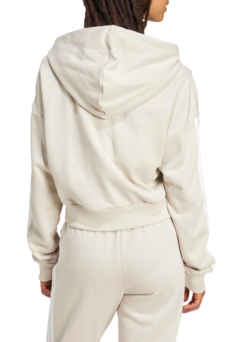 3-Stripe Crop Hoodie, Alternate, color, WONALU/WHI