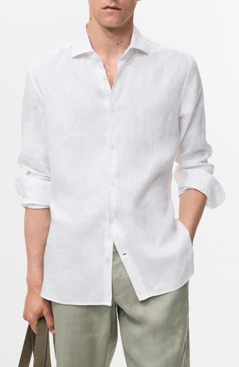Slim Fit Linen Button-Up Shirt