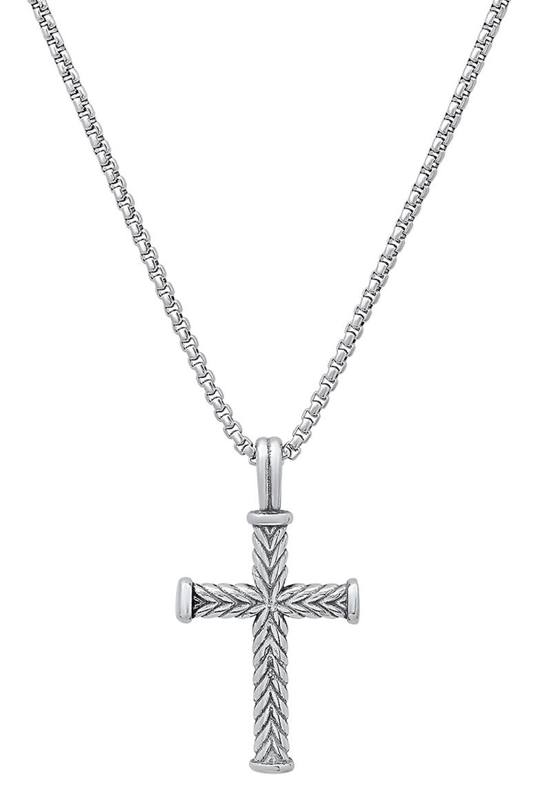 Men's Stainless Steel Twisted Cross Pendant Necklace, Main, color, SILVER