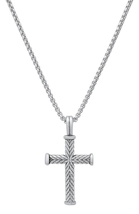 Men's Stainless Steel Twisted Cross Pendant Necklace