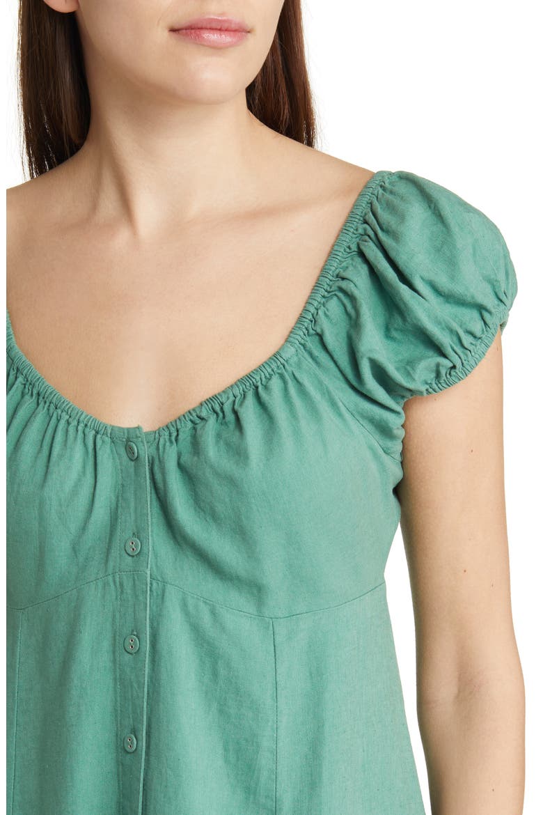 Margie Linen Blend Dress, Alternate, color, TRELLIS GREEN