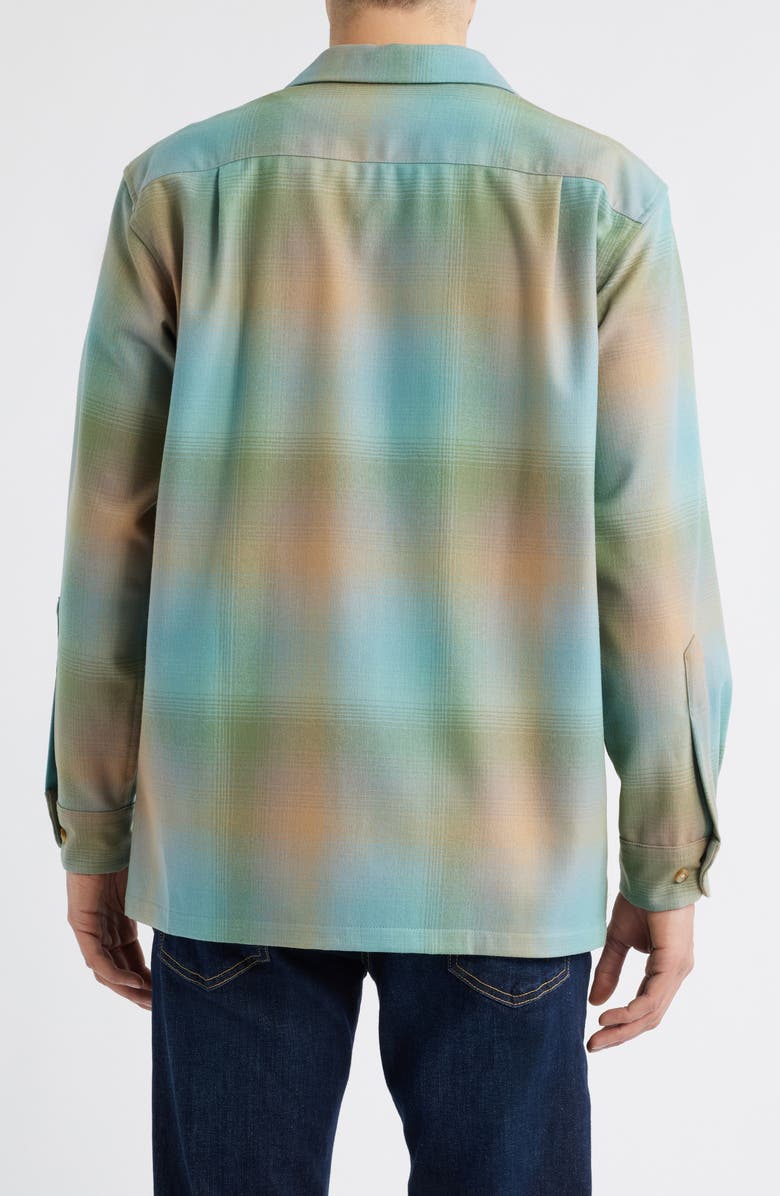 Pendleton Board Plaid Lined Wool Button-Up Shirt, Alternate, color, Green/ Tan Ombre