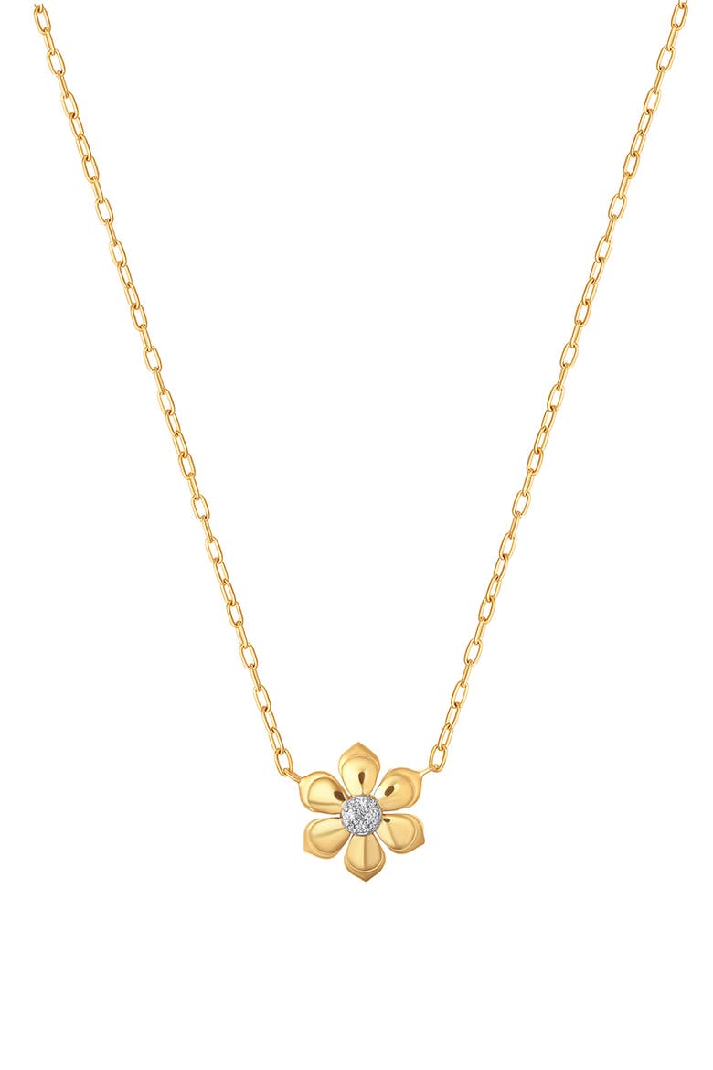 Lierre Diamond Petite Flower Pendant Necklace, Main, color, YELLOW GOLD