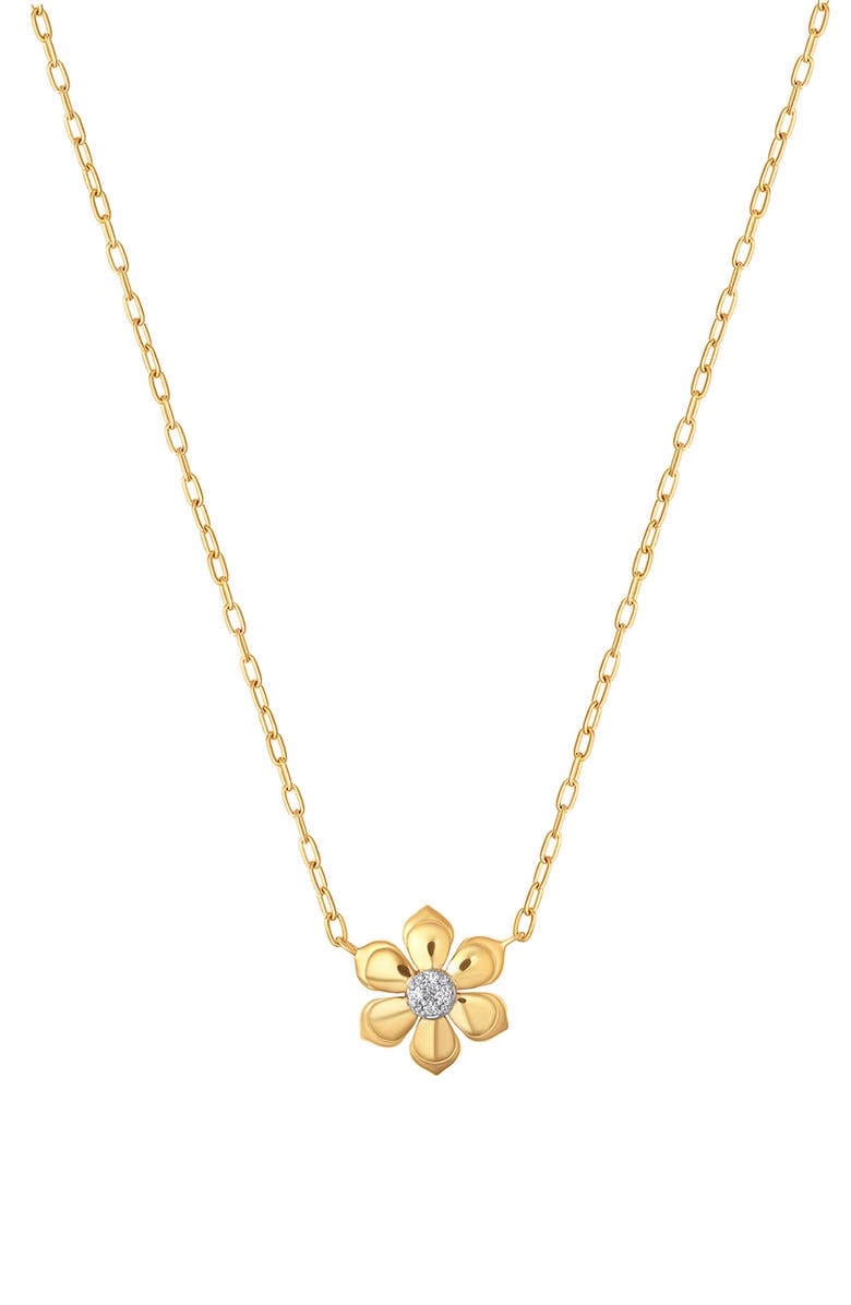Sara Weinstock Lierre Diamond Petite Flower Pendant Necklace, Main, color, Yellow Gold