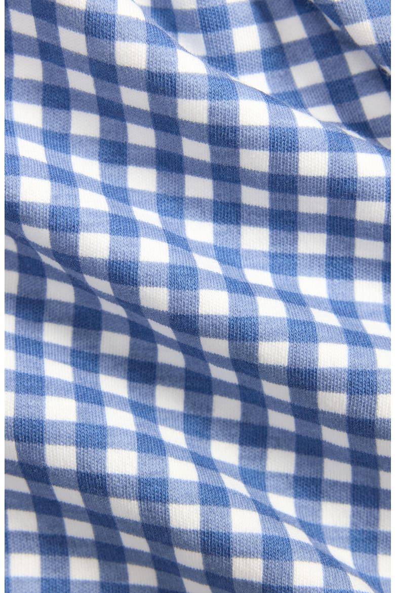 Kids' Polo Collar Cotton Romper & Gingham Pinafore Dress Set, Alternate, color, BABY GINGHAM BLUE W/ WHITE