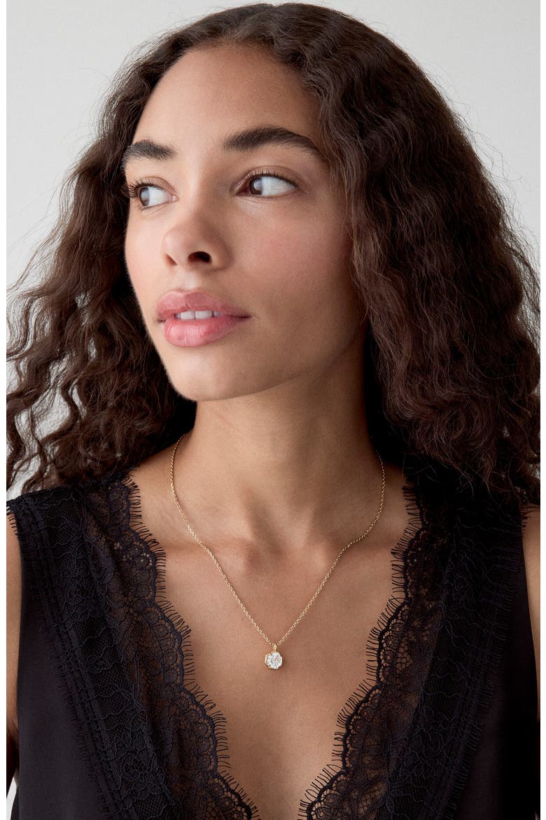 Opulence Cubic Zirconia Octagon Pendant Necklace, Alternate, color, CLEAR/ GOLD