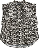 DELUC Floral Cotton Popover Top