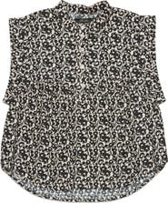 DELUC Floral Cotton Popover Top