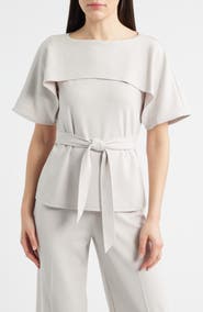 Anne Klein Layered Bateau Neck Knit Top