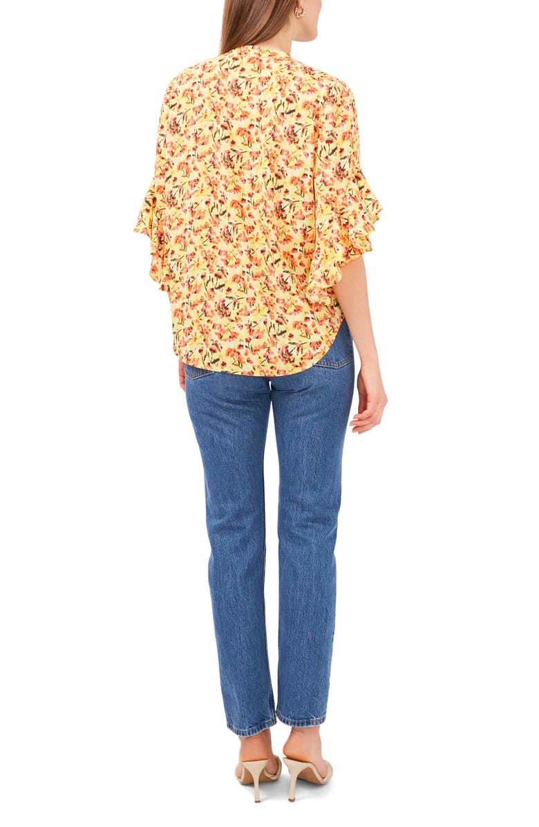 Vince Camuto Floral Ruffle Sleeve Top, Alternate, color,