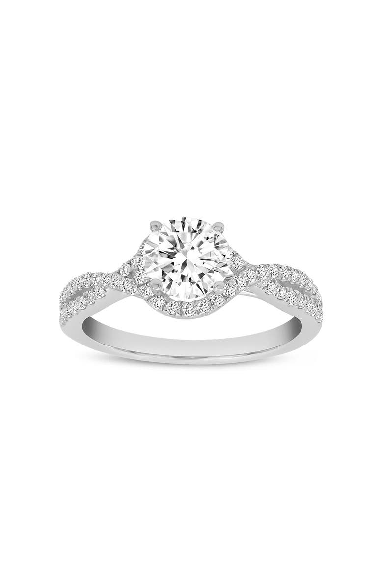 Bijou 14K White Gold Round Cut Lab Grown Round Diamond Halo Engagement Ring - 2.25 Ct, Main, color, 14K White Gold