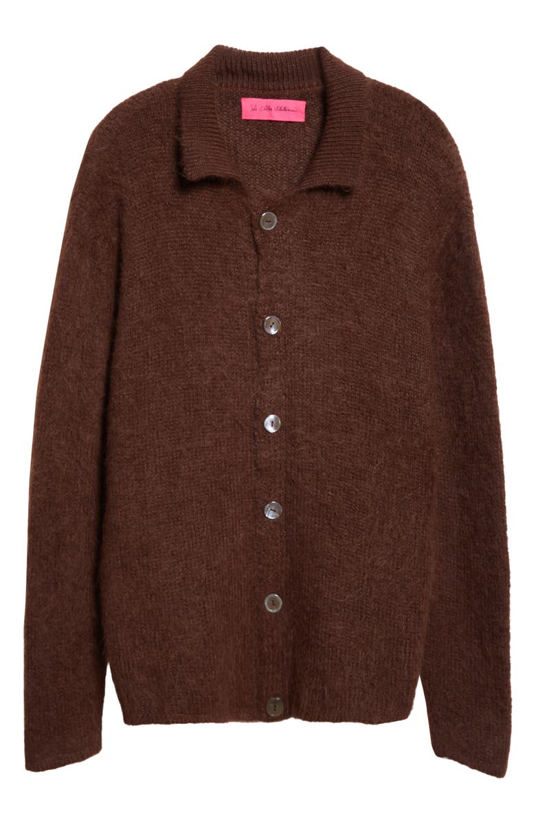The Elder Statesman Thistle Alpaca Blend Cardigan, Alternate, color, Wenge